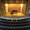 piano on the stage of Rock Hall Auditorium